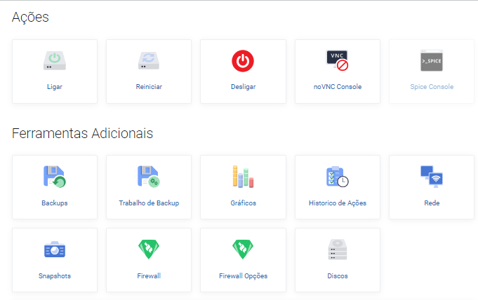 Painel de controle da VPS